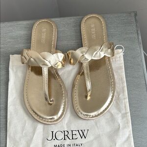 J. Crew Metallic Gold Braided Sandals. NWOT Size 7